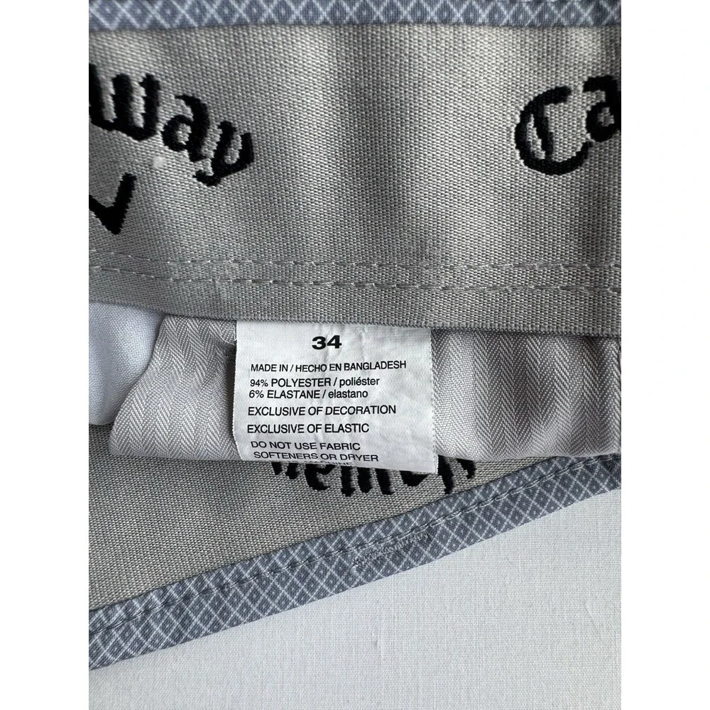 Callaway Men's Grey Micro Plaid Performance Golf Shorts